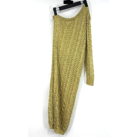 Anthropologie Maeve Swim Cover Up Gold Metallic One Shoulder NWT - Picture 11 of 14